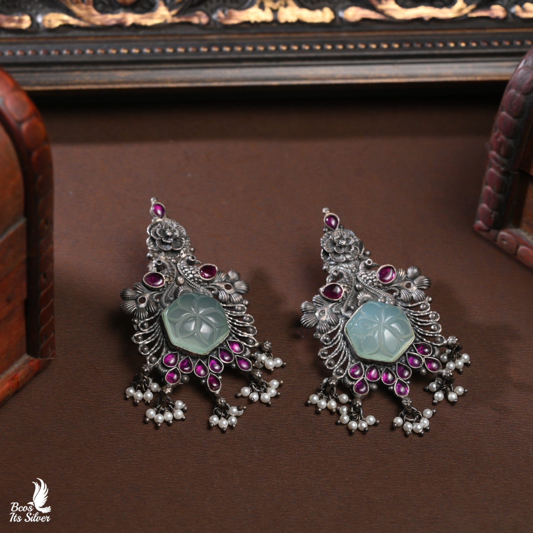 Oxidized Silver Earring - 5045