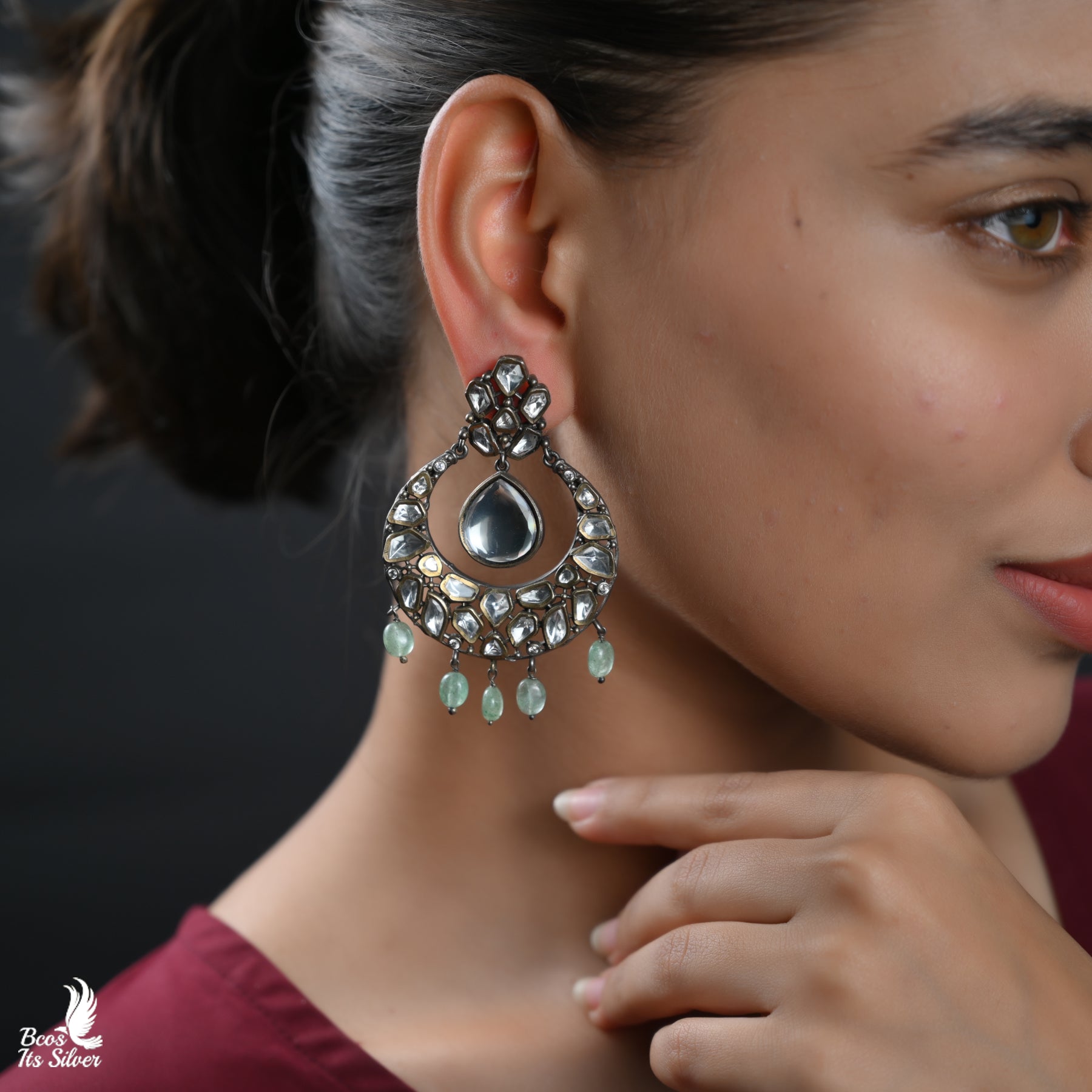 Oxidized Chandbali Earring - 7089