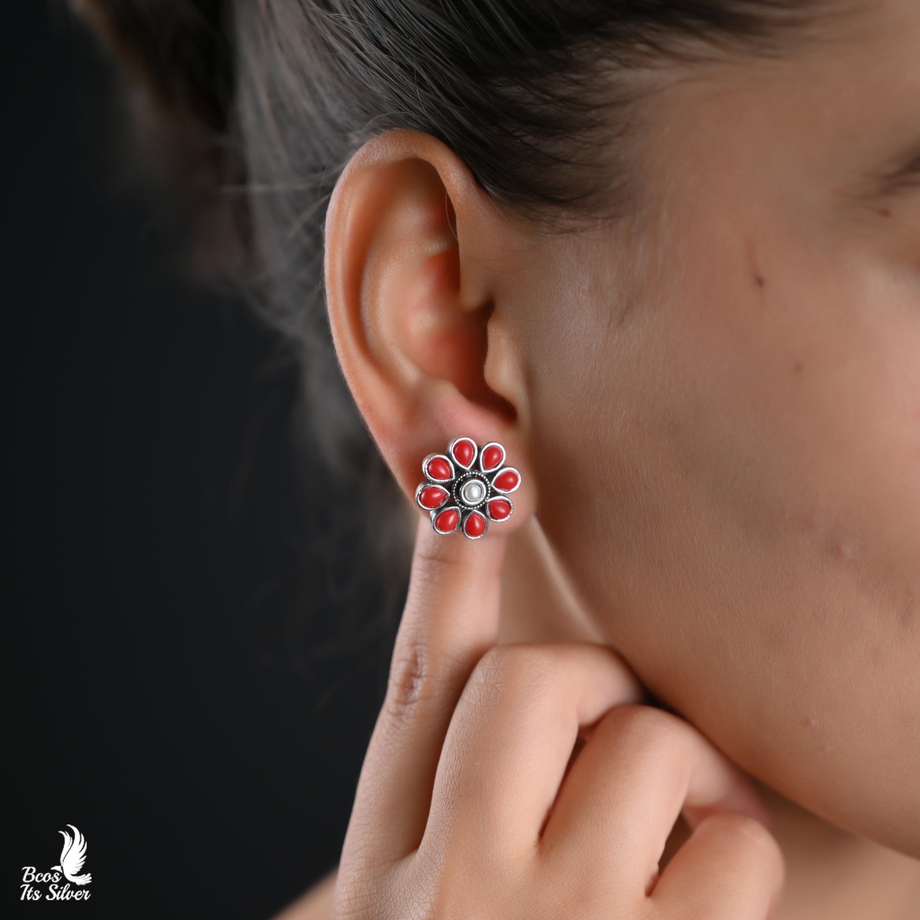 Oxidized Ear Stud - 6180