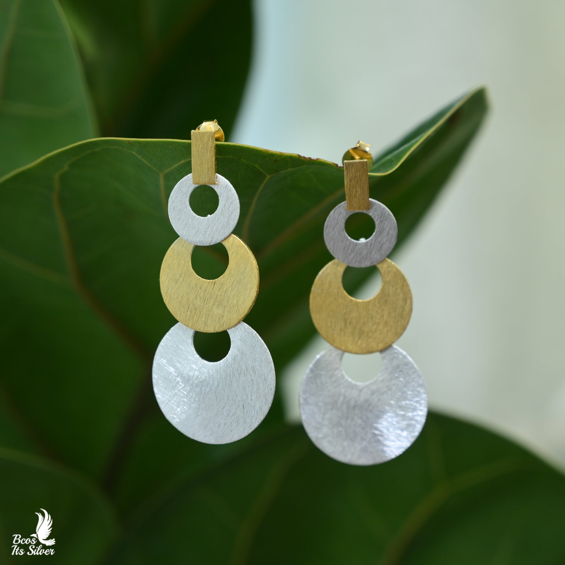 Dual Tone Earrings - 6095