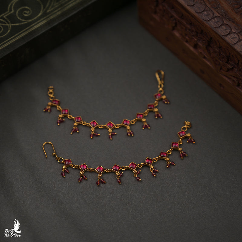 KUNDAN EAR CHAIN - 8756