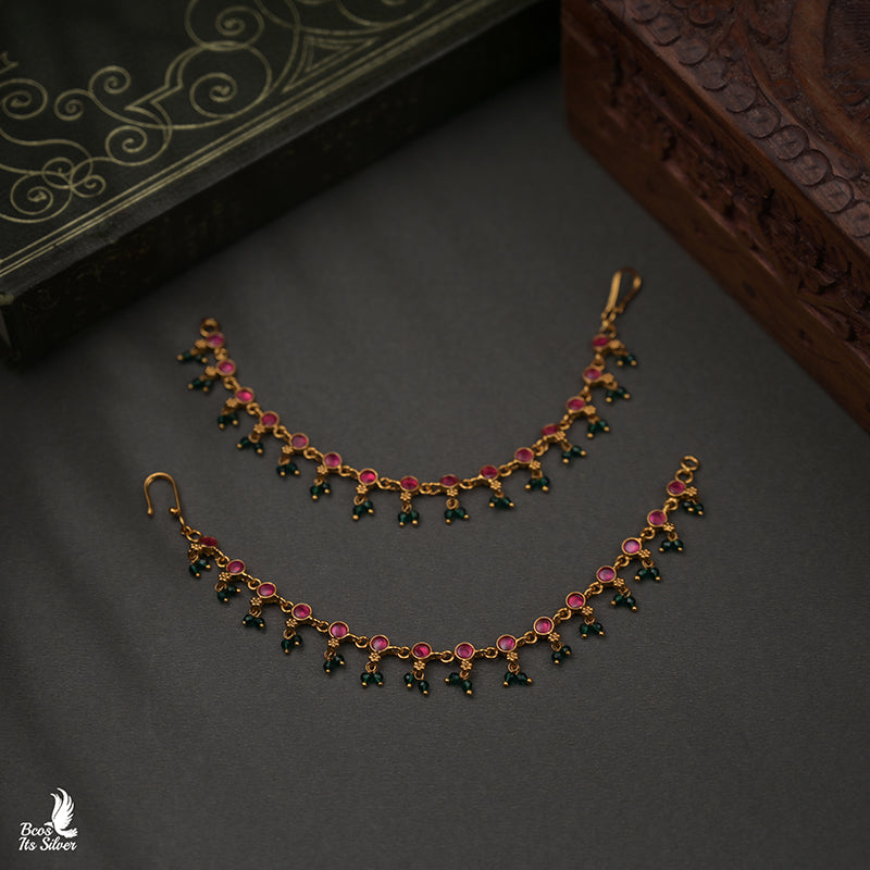 KUNDAN EAR CHAIN - 8755