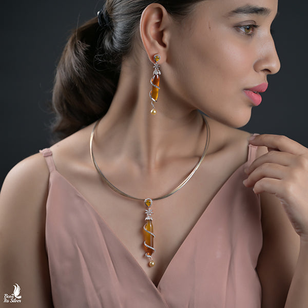 Theia Rose Gold  Pendant with Earring - 6650