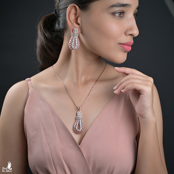 Theia Rose Gold  Pendant with Earring - 6708