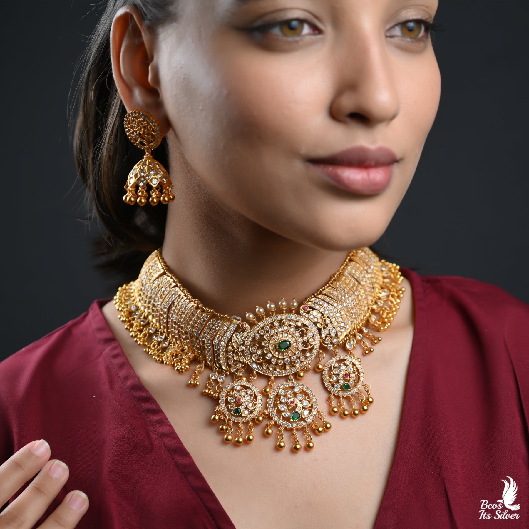 GOLD PLATED NECKLACE WITH EARRING - 5791