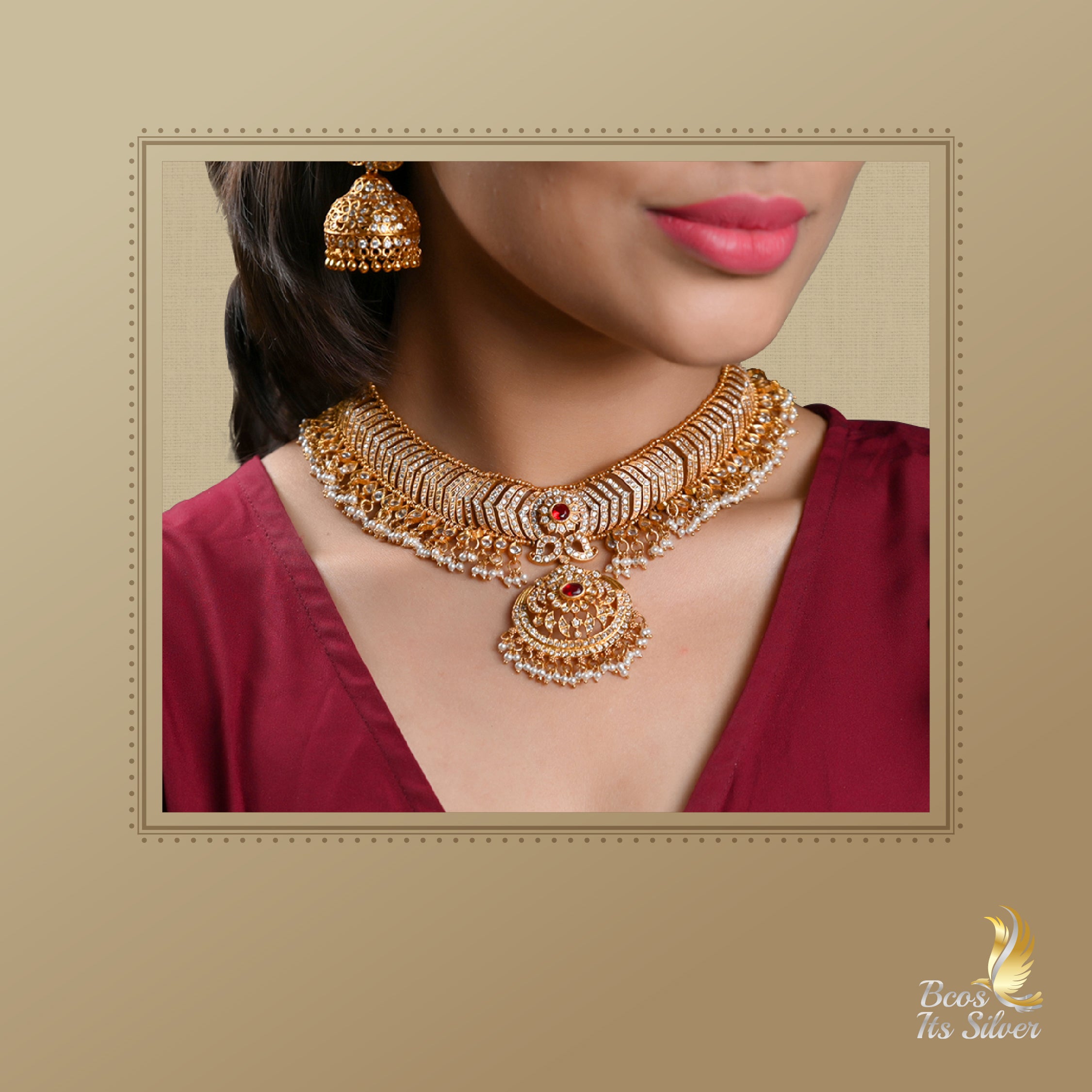 GOLD PLATED NECKLACE WITH EARRING - 5792