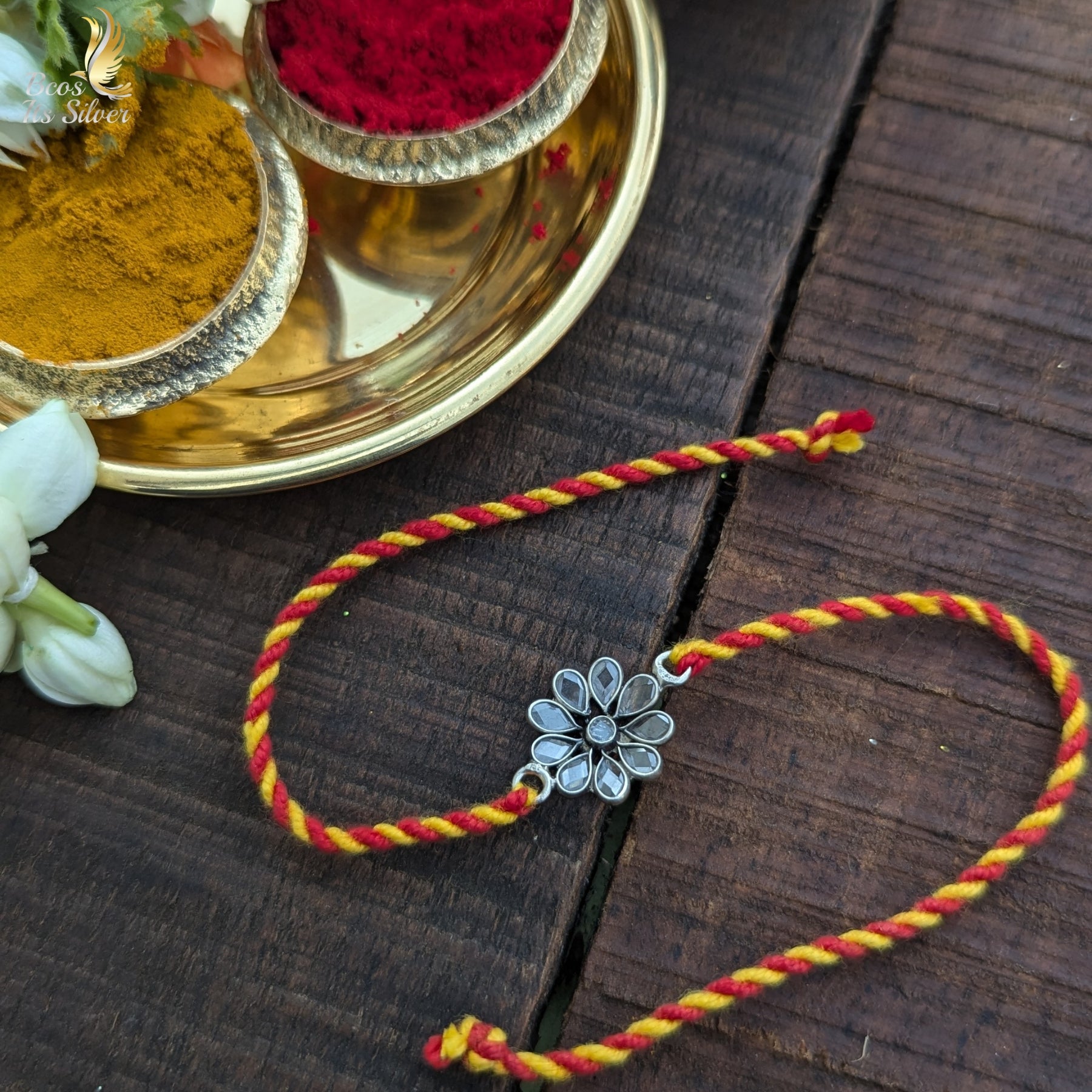 Polki Flower Rakhi - 3953