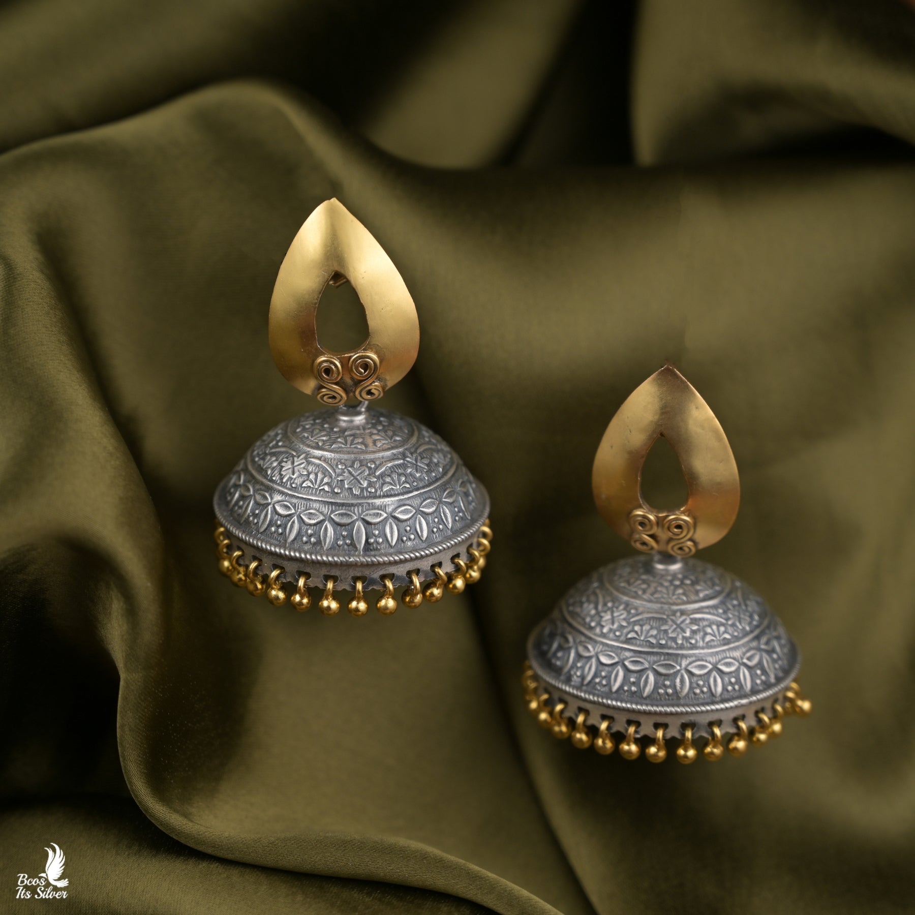 Oxidized Dual Tone Jhumka - 6729